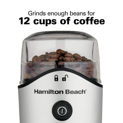Hamilton Beach Coffee Grinder, 12 Cup, Silver & Black, Model 80350R