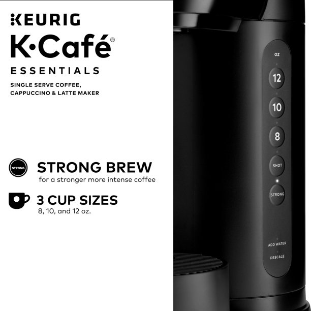 Keurig K-Cafe Essentials Single Serve K-Cup Pod Coffee, Latte and Cappuccino Maker, Black