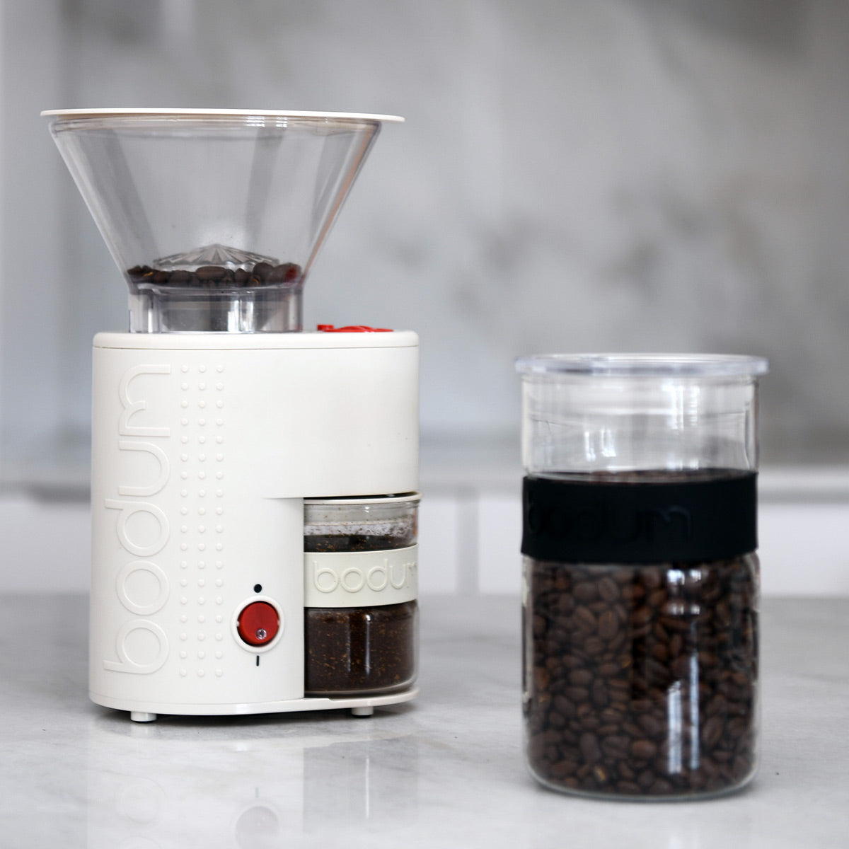 Bodum Bistro Fully Adjustable Conical Burr Electric Coffee Grinder, 12 Inches, White