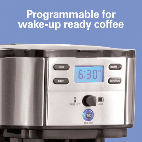 Hamilton Beach 2-Way Brewer 49980A, Single Serve Coffee Maker and Full 12 Cup Coffee Pot, Stainless Steel, Programmable