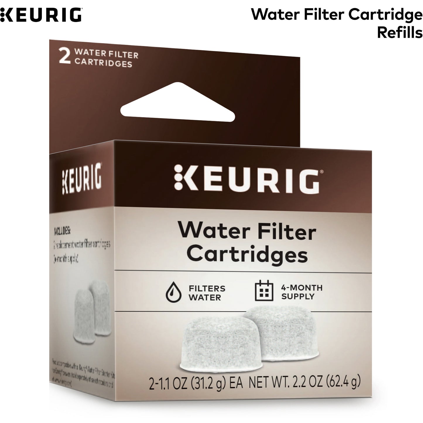 Keurig 2-Pack Water Filter Refill Cartridges, 2 Count, for Use with Keurig 2.0 and 1.0/Classic K-Cup Pod Coffee Makers