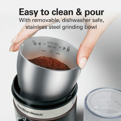 Hamilton Beach Custom Grind Coffee Grinder, New, 14 Cup Capacity, Black, Model 80393