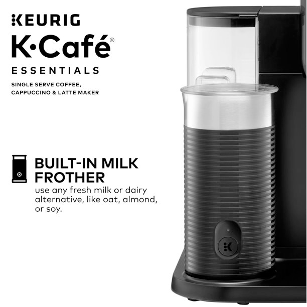 Keurig K-Cafe Essentials Single Serve K-Cup Pod Coffee, Latte and Cappuccino Maker, Black