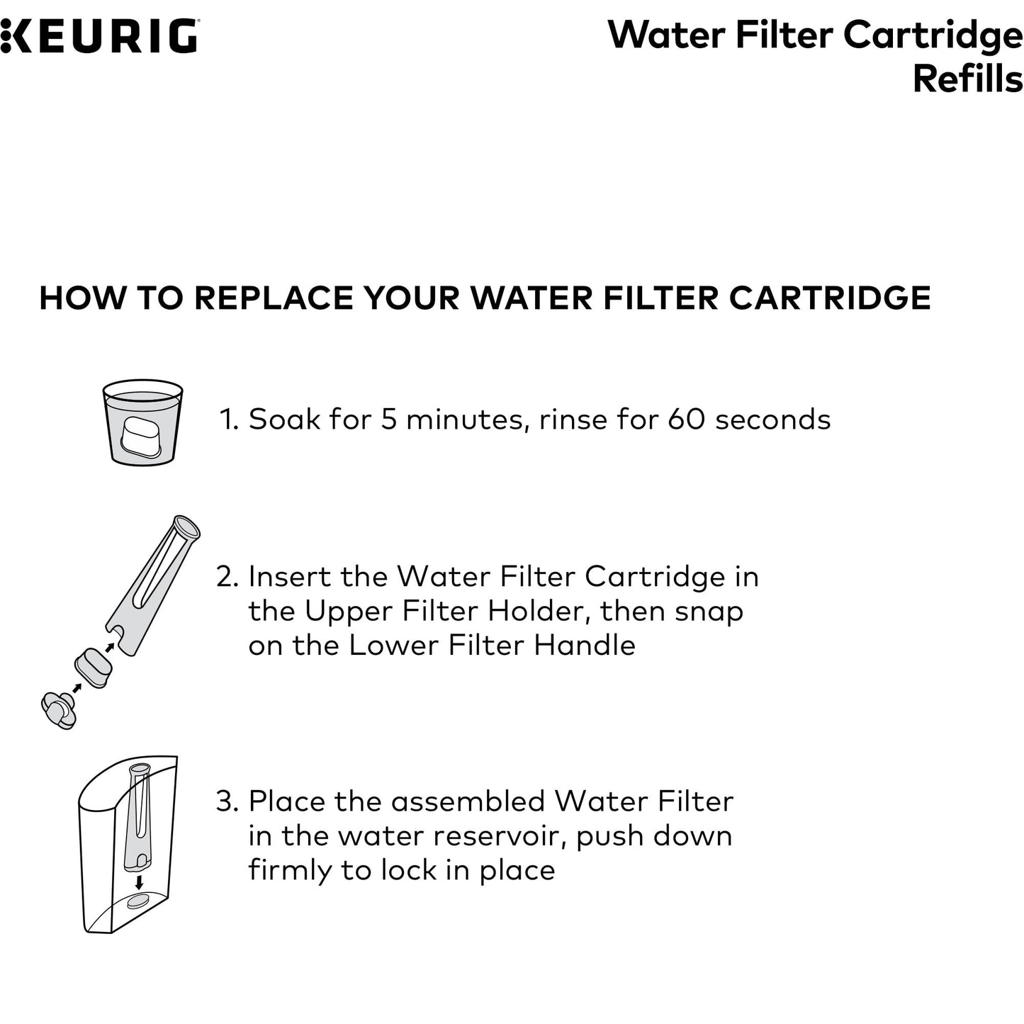 Keurig 2-Pack Water Filter Refill Cartridges, 2 Count, for Use with Keurig 2.0 and 1.0/Classic K-Cup Pod Coffee Makers
