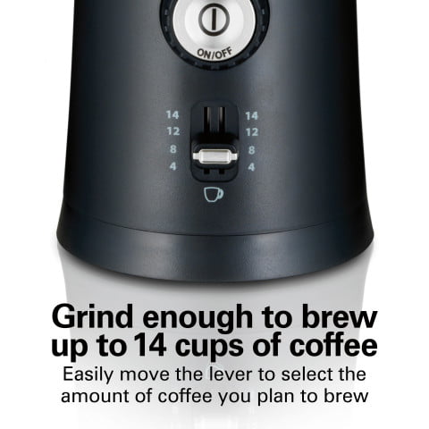 Hamilton Beach Custom Grind Coffee Grinder, New, 14 Cup Capacity, Black, Model 80393
