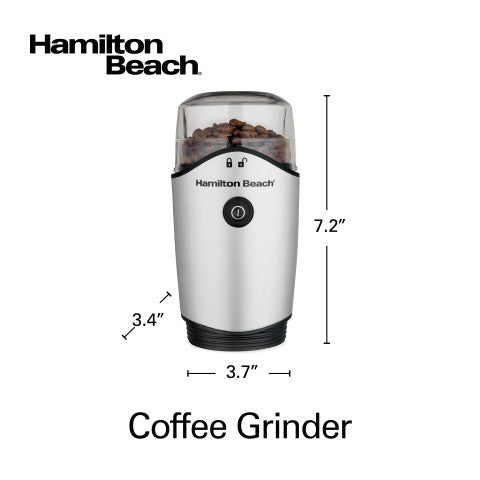 Hamilton Beach Coffee Grinder, 12 Cup, Silver & Black, Model 80350R