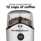 Hamilton Beach Coffee Grinder, 12 Cup, Silver & Black, Model 80350R