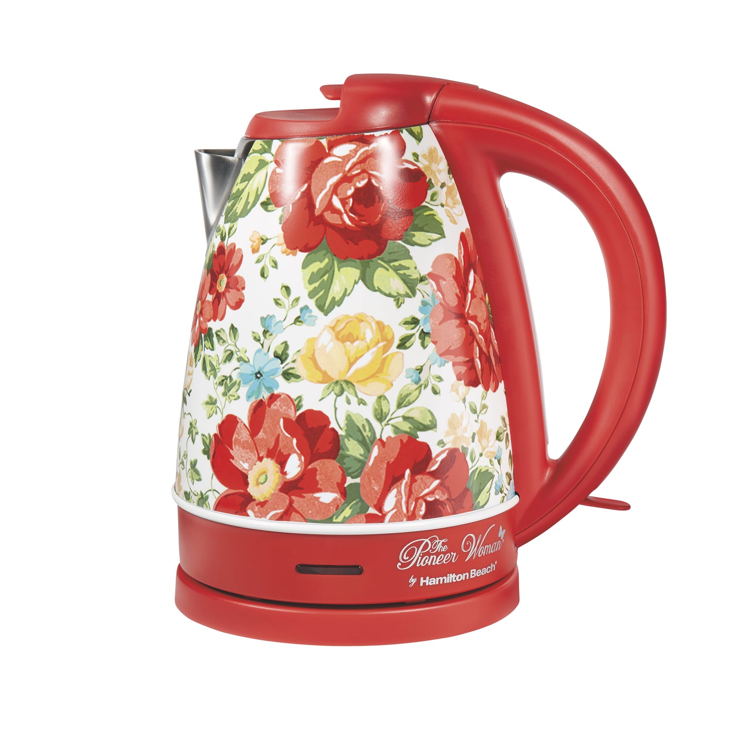 The Pioneer Woman Vintage Floral/Red Electric Kettle, 1.7-Liter