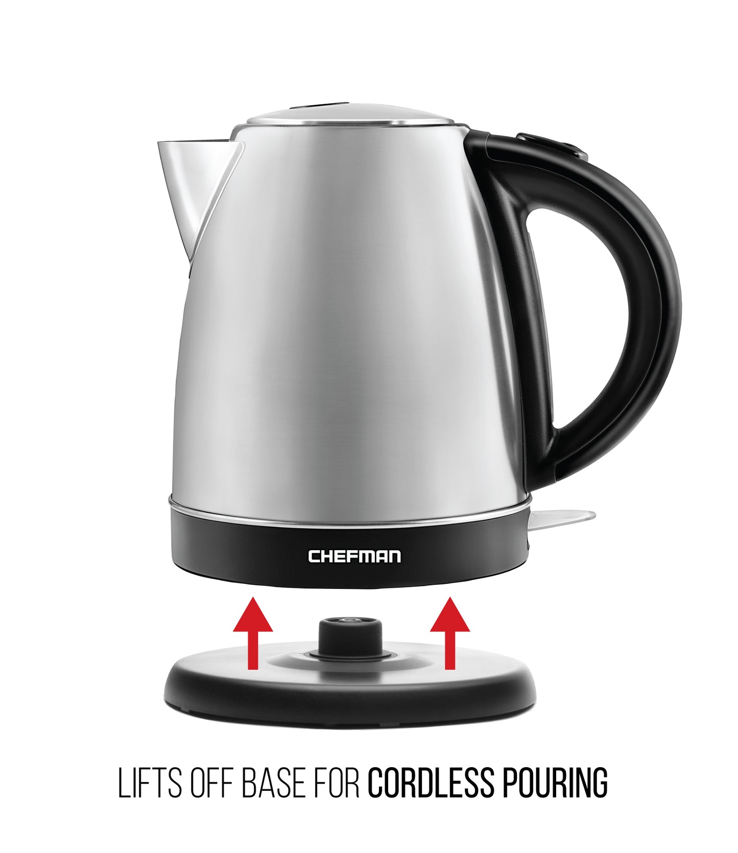 Chefman Stainless Steel Electric Kettle with 360° Swivel Base, Auto Shut Off & Boil Dry Protection
