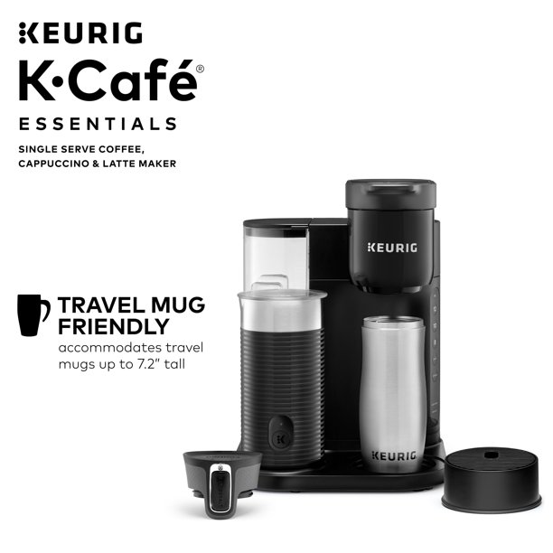 Keurig K-Cafe Essentials Single Serve K-Cup Pod Coffee, Latte and Cappuccino Maker, Black