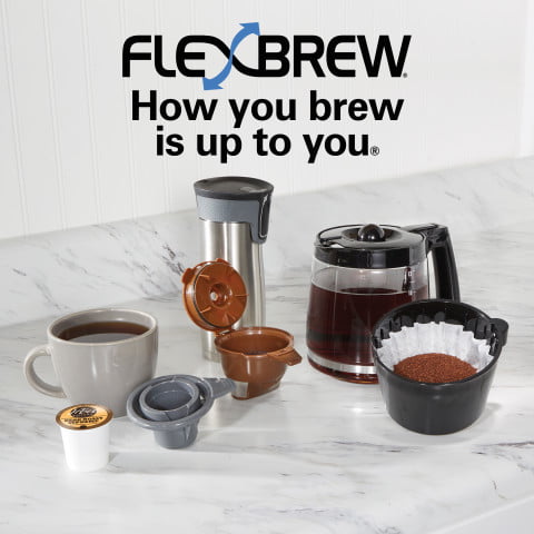 Hamilton Beach FlexBrew Trio Coffee Maker, Single-Serve, Black & Silver, Model 49954
