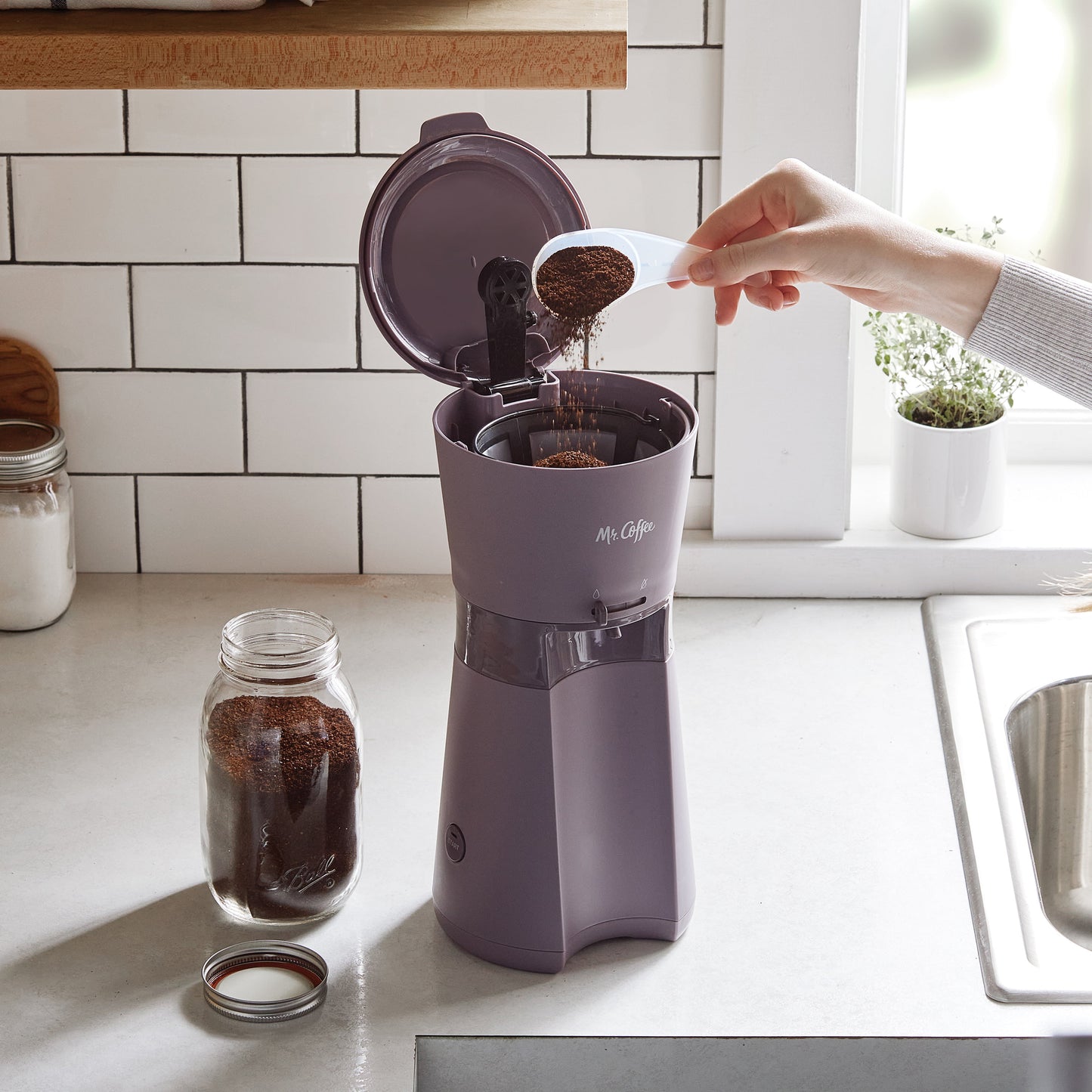 Mr. Coffee® Iced™ Coffee Maker with Reusable Tumbler and Coffee Filter, Lavender