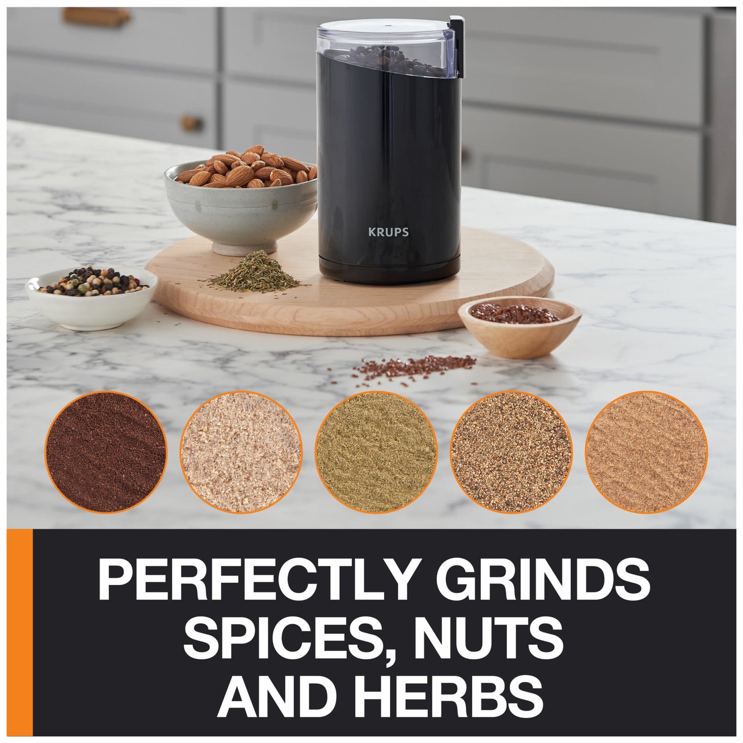 KRUPS Fast Touch Electric Coffee and Spice Grinder With Stainless Steel Blades F2034251