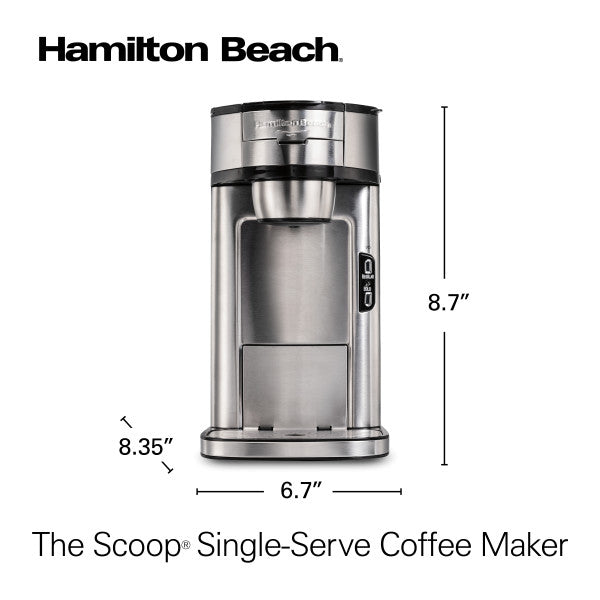 Hamilton Beach The Scoop Single-Serve Coffee Maker, Stainless Steel, Model 49981