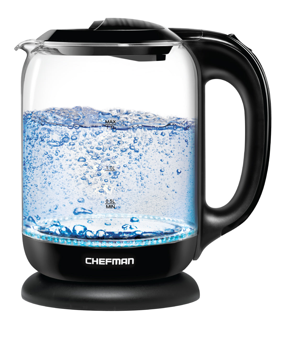 Chefman 1.7 Liter Electric Glass Tea Kettle with One Touch Easy Operation