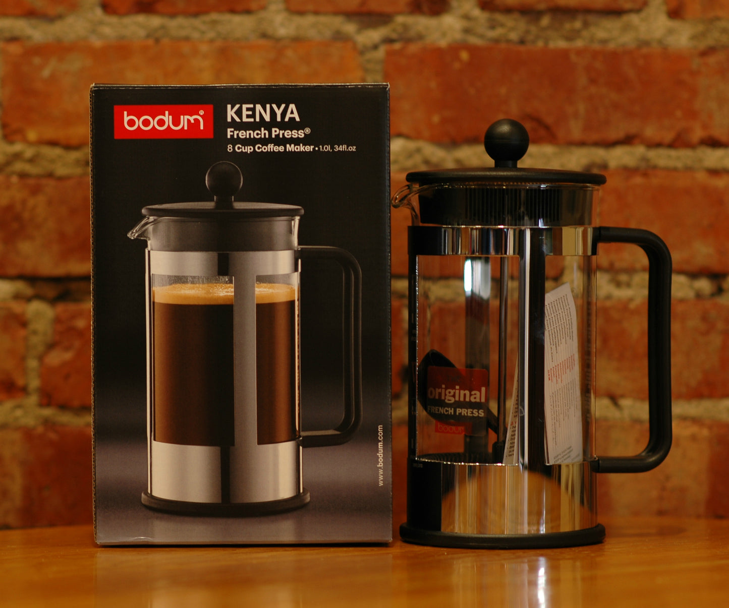 Bodum Kenya French Press Coffee Maker, 34 Ounce, Chrome