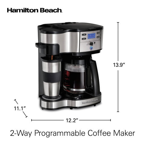 Hamilton Beach 2-Way Brewer 49980A, Single Serve Coffee Maker and Full 12 Cup Coffee Pot, Stainless Steel, Programmable