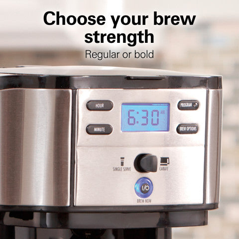 Hamilton Beach 2-Way Brewer 49980A, Single Serve Coffee Maker and Full 12 Cup Coffee Pot, Stainless Steel, Programmable