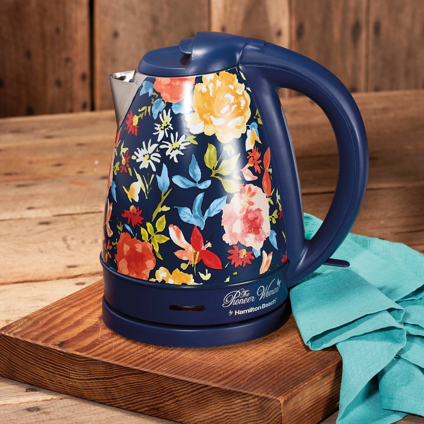 The Pioneer Woman Fiona Floral Blue, Electric Kettle, 1.7-Liter, Model 40971